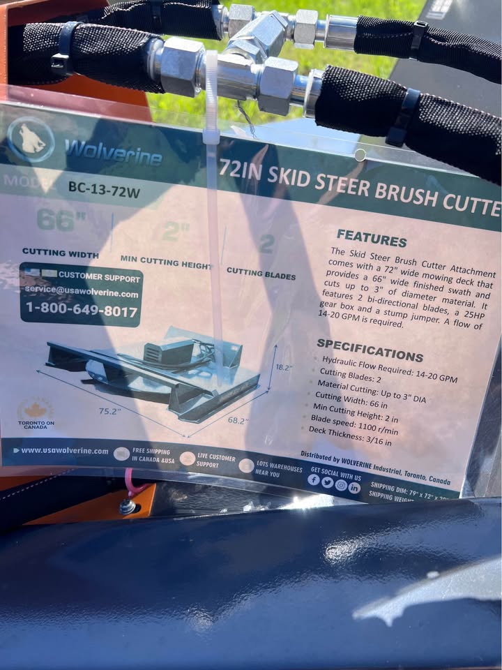 Wolverine 72” Skid Steer Brush Cutter – Standard Flow